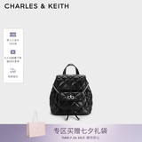 CHARLES&KEITH菱格大容量柔软背包书包双肩包包女包七夕礼物送女友CK2-60151400 Noir黑色 S