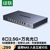 绿联2.5G交换机8口2.5G电口+10G万兆光口 支持vlan/链路聚合 钢壳网络分线分流器支持猫棒NAS光猫35049