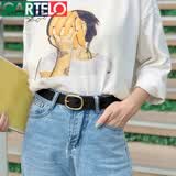 卡帝乐鳄鱼女士皮带休闲百搭牛皮细腰带装饰针扣裙带时尚礼物