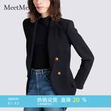 MeetMetro玛依尔2026春季新款黑色西装外套女时尚休闲职业气质西服 黑色【现货闪电发】 L