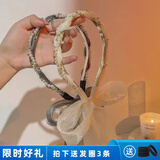 缪色（MiU Se）复古链条发箍宫廷缎面布艺发箍压发卡头箍飘带绑发一体系编发头饰 【浅灰色】+【奶白色】法式珍珠飘带发箍A15-30