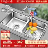 欧琳（OULIN）厨房水槽双槽洗菜盆双槽0涂层SUS304不锈钢加厚洗碗槽左右任选