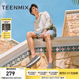 天美意七夕男鞋舒适懒人软底帆布鞋一脚蹬男休闲布鞋 灰色 43