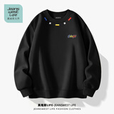 JEANSWEST LIFE真维斯圆领卫衣男春秋季男士重磅挺括无帽外套青少年户外宽松上衣