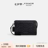 蔻驰（COACH）【七夕礼物】奥莱男士男包经典标志老花拉链长款手拿包钱包 QB/炭黑色/黑色