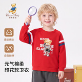 Classic Teddy精典泰迪童装儿童卫衣男女童圆领上衣中大童秋装 红色 100