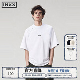英克斯（inxx）Standby明星同款插肩短袖T恤男简约字母刺绣宽松圆领上衣情侣款 白色 M