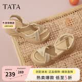 他她（TATA）黄圣依同款璀璨星空厚底凉鞋女外穿沙滩凉鞋CXT01BL6 杏色6 38