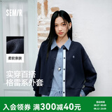 森马（Semir）陈小纭|外套女春短款宽松落肩学院风外套26通勤夹克109126108004