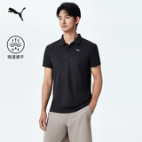 彪马PUMA 吸湿速干修身短袖Polo衫男女商务黑色运动上衣528700 M