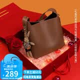 viney牛皮包包女包大容量水桶包轻奢单肩斜挎包生日礼物品牌送女友老婆