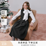 香影灰色波点连衣裙女2026秋装新款新年氛围感收腰法式无袖背心裙 中灰 S 155/80A/85-95斤