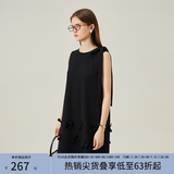 范思蓝恩花梨裙 无袖设计感气质A字连衣裙夏装新款韩版系带蝴蝶结 黑色 S