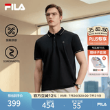 斐乐 领航POLO|斐乐官方男装针织POLO夏季时尚商务休闲凉感短袖 正黑色-BK L 175/96A/L