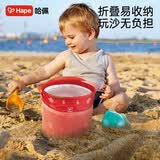 Hape(德国)宝宝大号加厚沙滩玩具挖沙玩水挖土便携折叠沙桶套装E4093