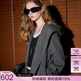 三彩【匠心大衣】100绵羊毛三彩2025冬季新款毛呢外套连帽风衣女M