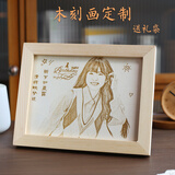 心生忆木刻画定制照片diy雕刻微雕画定做相片相框创意生日情人节礼物 10寸+送礼袋
