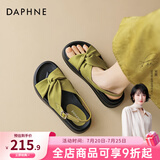 达芙妮厚底凉鞋女款夏季2026新款设计感交叉蝴蝶结软底百搭休闲沙滩凉鞋 绿色【软底舒适】 38