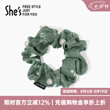 She's茜子时尚大肠发圈盘发绳皮筋扎头发饰头花头绳头饰七夕情人节礼物 D0墨绿色(小号)