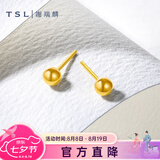 谢瑞麟（TSL）七夕礼物足金黄金耳钉光面圆球简约耳环气质小坠耳饰YK259 约1.45g  工费220元