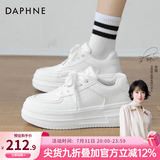 达芙妮官方小白鞋女2026年春秋爆款女鞋透气百搭运动休闲女鞋厚底板鞋女 白色【四季款 跟高5.5cm】 36