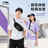 李宁（LI-NING）斜挎包男女旅行单肩2026年新款腰包骑行跑步健身手机大容量黑色