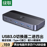绿联USB切换器3.0 二进四出打印共享器2进4出 两台电脑主机共用键盘鼠标u盘四口分线器 25098