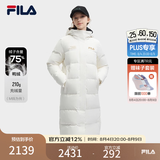 斐乐 斐护科技|斐乐女装长款羽绒服冬季休闲简约连帽保暖羽绒外套 云菇白-WT L