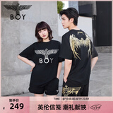 BOY LONDON【金翼锁链】夏季短袖情侣款翅膀烫金潮牌凉感T恤N01918 黑印金N01918 经典升级 S