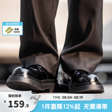 Mr.A德比鞋男款圆头大头鞋黑色工装鞋通勤马丁靴厚底增高休闲皮鞋MRA 亮面黑 42 男码【适合运动鞋43码】