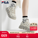 斐乐（FILA） 可颂面包鞋运动鞋女休闲鞋老爹鞋厚底鞋子 豆腐白/燕麦色-TO 37.5