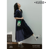 阔色法式娃娃裙衬衫连衣裙女新款春夏季收腰显瘦藏蓝色长裙子 深蓝色长款3024 M