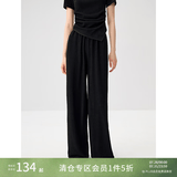 自巧小个子醋酸cleanfit t恤休闲裤套装女2024夏装新款慵懒感上衣 谧黑色休闲裤 XS (2码)
