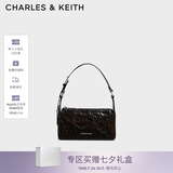 CHARLES&KEITH褶皱手提斜挎小方包腋下包女士生日七夕礼物CK2-80160183 CK2-80160183Prism Noir黑色（新色） S