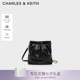 CHARLES&KEITH迷你菱格流浪包单肩斜挎双肩包包女包七夕礼物送女友CK2-60782390 【S号】Black黑色 S
