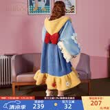 果壳（Gukoo）睡衣女迪士尼IP系列白雪公主冬珊瑚绒长款睡袍女睡衣加厚家居服D 深蓝女睡袍 M