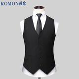罗蒙（ROMON）西装马甲男士背心潮流正装商务休闲西服马夹男黑色5XL