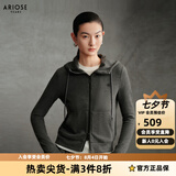 艾诺丝雅诗【商场同款】冬季新款通勤连帽抽绳修身卫衣式短外套40931085 烟灰色 M