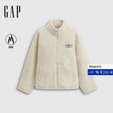 盖璞（GAP）女装春款贴布绣logo仿羊羔绒宽松拉链立领外套843660 米色 M (165/88A)亚洲尺码【偏大,建议拍小一码】