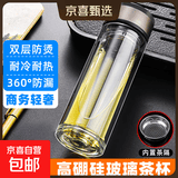 【京东物流配送】高硼硅双层玻璃杯大容量泡茶杯水杯子茶水分离杯 【双层加厚】茶杯350ml1只