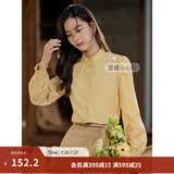 茵曼（INMAN）法式立领荷叶边泡泡袖衬衫衬衣18236304 大地黄-18438542 XL