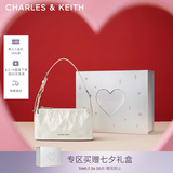 CHARLES&KEITH褶皱手提斜挎小方包腋下包女士生日七夕礼物CK2-80160183 CK2-80160183Cream奶白色 S