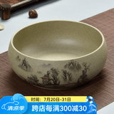 瓷牌茗茶具（cipaiming teaset）瓷牌茗粗陶特大号茶洗陶瓷青花瓷水洗碗杯笔洗玻璃茶杯父亲节礼物 粗陶山清水秀茶洗-中号（8英寸）