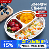 美厨（MAXCOOK）304不锈钢餐盘饭盒碗  儿童分格餐盘卡通 3格 猴 MCFT707