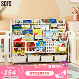 SOFS儿童书架绘本架简易落地宝宝小书柜铁艺幼儿置物架书本玩具收纳架 XXL码 (5+1)层 4盒