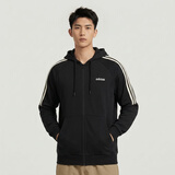 阿迪达斯（adidas）男装户外三条纹跑步连帽运动外套KA2577 黑 2XL