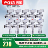 伟星 热水器球阀燃气大流量三角阀全开水槽面盆全铜冷热水球芯1168 【10只】一厨两卫 球阀