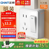 正泰（CHNT）明装开关插座面板 1c系列 一开双控五孔