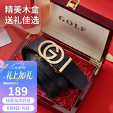 高尔夫（GOLF）男士皮带双面头层牛皮腰带男自动扣高档礼盒装中青年裤带