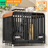 憨憨宠 狗笼 狗笼子中大型犬小型犬带厕所加粗加固金毛拉布拉多方管笼子 3.0管双喂食门狗笼125款 120斤内适用